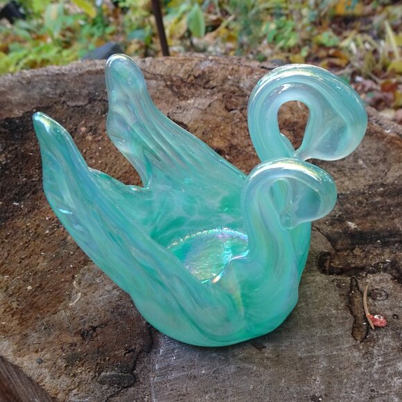 2 Headed Swan Bonboniere Chalet Chantili Glass - Picture 3 of 15